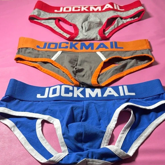 Jockmail Men's Briefs Set - Red, Orange, Blue - Picture 2 of 3